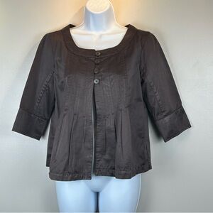 Mossimo Cropped Jacket Womens Small Brown Half Sleeve Y2K‎ Retro Pleated